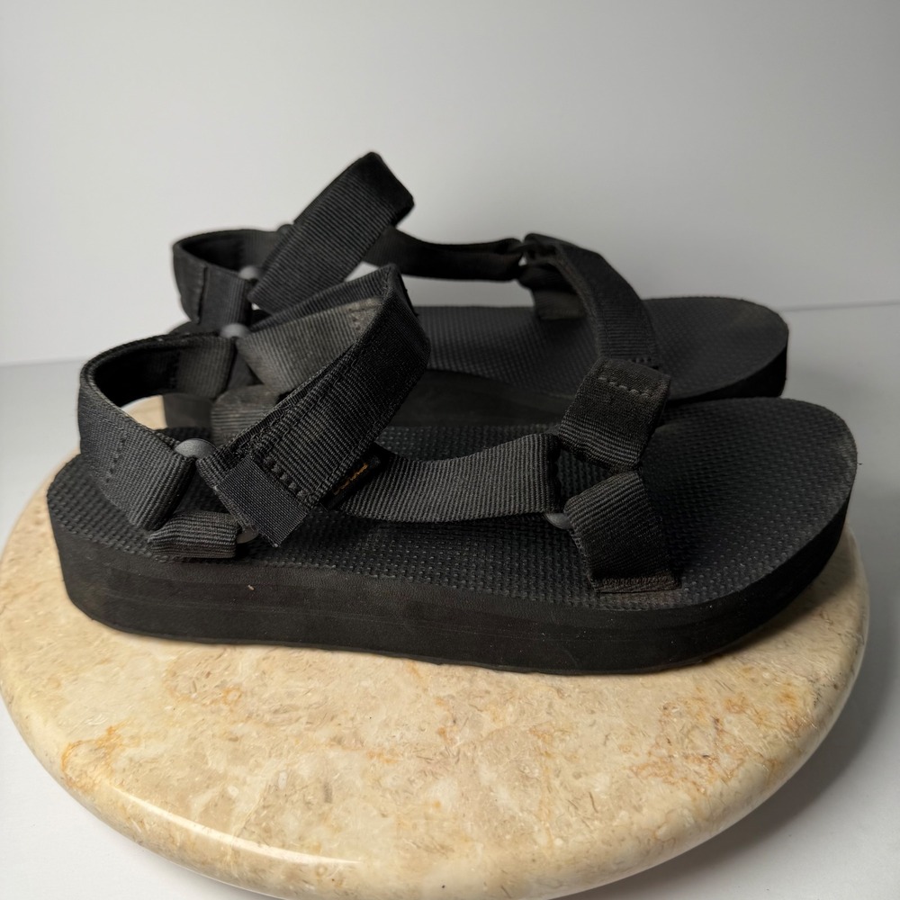 Teva Midform Universal Sandals 7 Black Platform Strappy Hiking 1090969